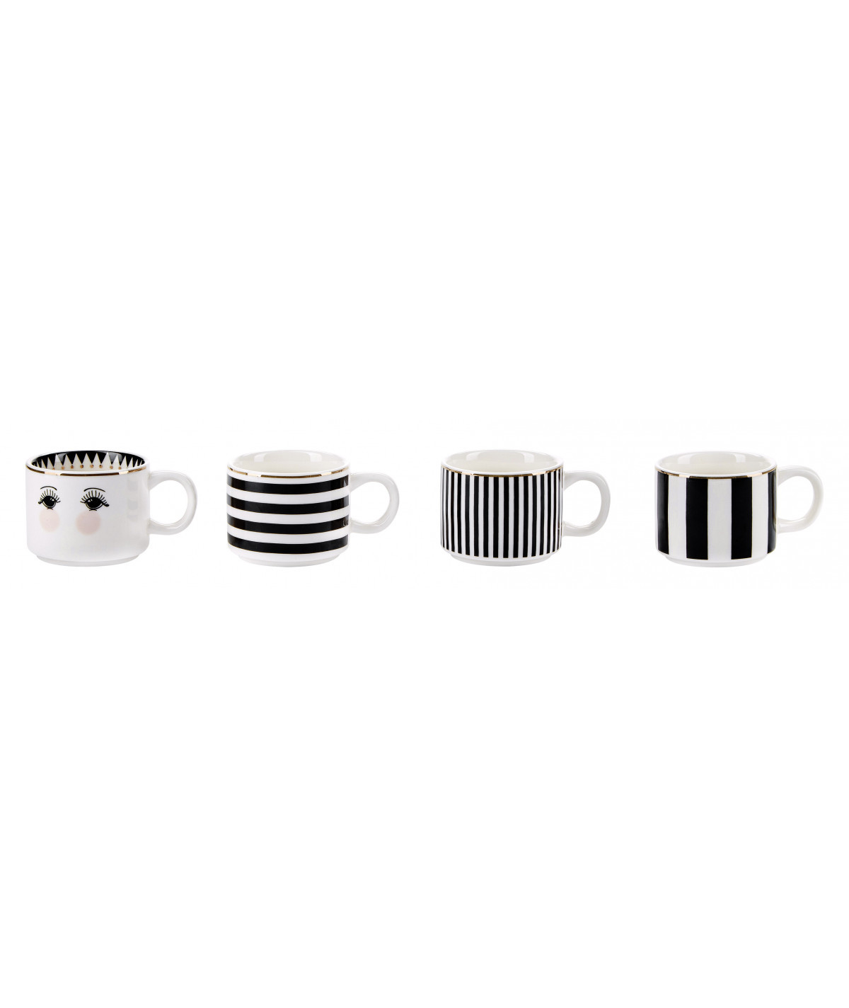 Miss Etoile Set 4 Tazzine Espresso Bianche e Nere | Mood Concept Store Shop  Online